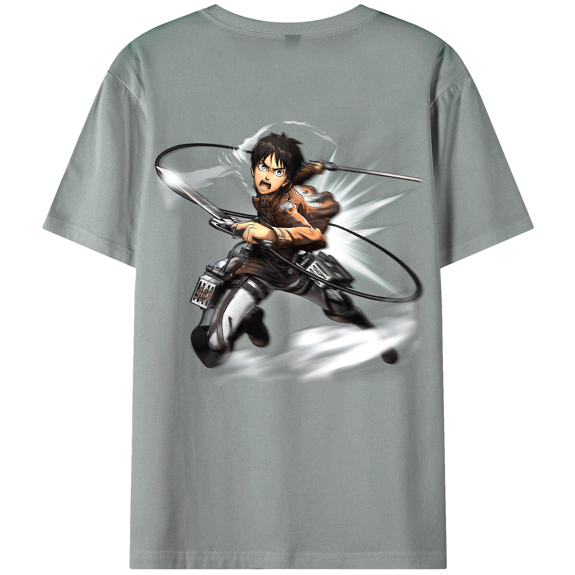 （画像用） 進撃の巨人 エレン･イェーガー Attack on Titan Eren Jäger 綿100％ メンズ半袖Tシャツ（バックプリント） 通気性